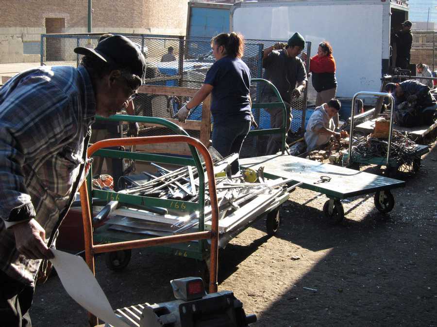 Scavengers unloading their haul